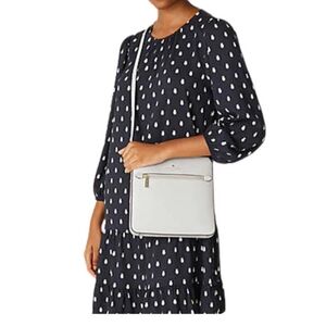 Kate Spade NY Sadie North South Crossbody Platinum Gray Saffiano Leather EUC